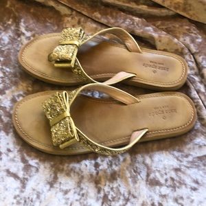 Kate Spade Icarda Glitter Bow Flip Flops - GOLD